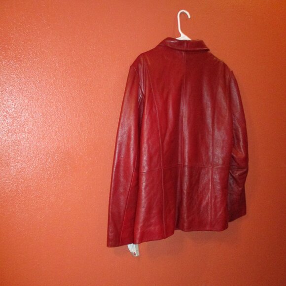 Wilson NEW Woman 1X Large Red Full Zip Pockets Luxury Italian Leather Jacket - Picture 6 of 12